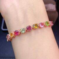 925 Silver Hot Sell New Luxury Colorful Tourmaline Color Treasure Temperament Trendy Bracelet For Women Fine Jewelry Party Gift