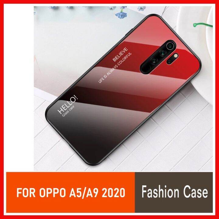 รับประกันสินค้า-fashion-case-oppo-a52020-a92020-เคสออฟโป้-สำหรับ-oppo-a5-2020-a9-2020-เพลิดเพลินไปกับ-9-plus-gradient-สีกระจกเทมเปอร์ปลอกแก้วฝาหลังกันชน-tpu-case-สินค้าใหม่