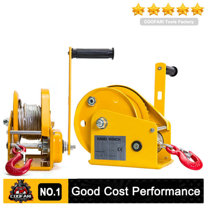 2600LBS Manual Winch Heavy Duty Hand Crank Winch Automatic Brake