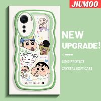 เคส JIUMOO สำหรับ Vivo Y35 Y16 5G Y56 5G เคสการ์ตูน Spoof Crayon Shin-Chan แฟชั่นดีไซน์ใหม่ขอบคลื่นครีมเคสโทรศัพท์แบบใสเคสป้องกันโปร่งใสกันกระแทกเลนส์กล้องถ่ายรูป