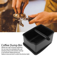 กล่องเคาะกาแฟ TPFE Steel Coffee Ground Knock Box with Knock Bar Square Shock Absorbent Non Slip Coffee Dump Bin Black