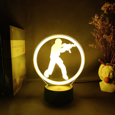 2021Classical PC Game CS GO Sniper Player 3D Illusion Night Lamp Gaming Room Desktop Setup Backlight LED Sensor Touch Remote Control