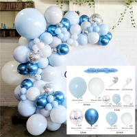 Blue Silver Macaron Birthday Balloon Garland Arch Party Foil Metal Balons Weding Baby Shower Decor Kids Adults