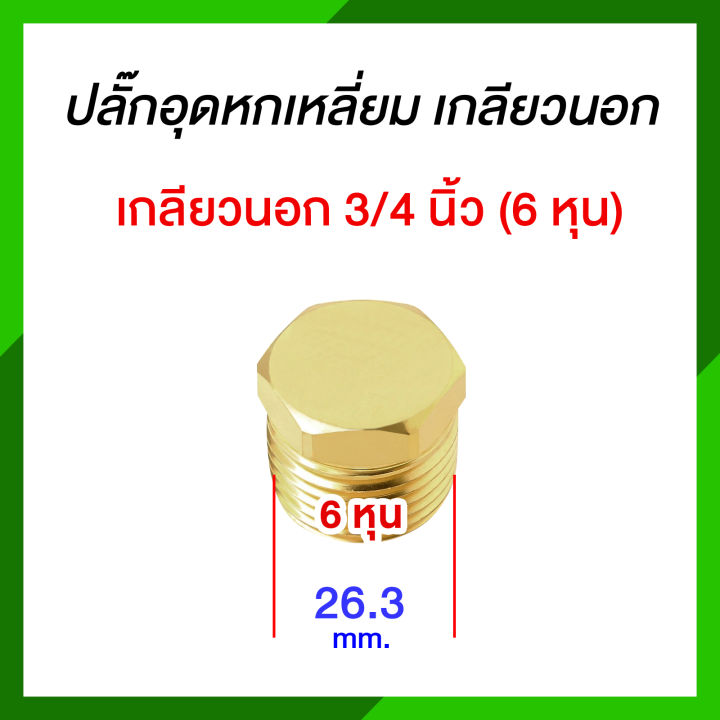 ข้อต่อทองเหลือง-3152-ปลั๊กอุดหัวหกเหลี่ยม-เกลียวนอก-ทองเหลือง-ปลั๊กอุดหกเหลี่ยม-1-ด้าน-เกลียวนอก-1-ด้าน-รุ่น-3152