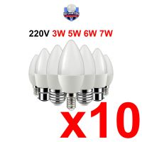 10PCS LED candle lamp C37 220V 3W-7W E27 B22 E14 Super bright no flicker for crystal down lamp kitchen bathroom