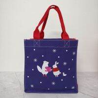 กระเป๋าสตาร์บัคส์​ xmas Tote Bag​ ลายการ์ตูน สีม่วงแดง (แบรนด์แท้)