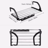 【YF】 Folding Towel Drying Rack Stainless Steel Clothes Hanging Racks with Clips for Balcony Windowsill NIN668