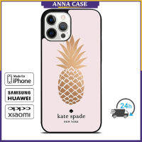 KateSpade Pineapple 8 เคสโทรศัพท์สำหรับ iPhone 14 Pro Max / iPhone 13 Pro Max / iPhone 12 Pro Max / XS Max / Samsung Galaxy Note 10 Plus / S22 Ultra / S21 Plus ฝาครอบเคสป้องกันการตก