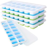 14 Grid Ice Cube Tray Stackable Silicone Ice Mold with Removable Lid Easy-Release For Cocktail Freezer Kitchen Tools Ice Cream Moulds