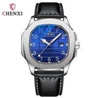 ⌚นาฬิกาผู้ชายแบรนด์ชั้นนำหรูหรา CHENXI นาฬิกาเงินเคสสายหนังนาฬิกายิมสำหรับผู้ชายของขวัญตารางปฏิทินเรืองแสง