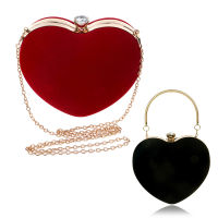 Heart Shaped Diamonds Women Evening Bags Chain Shoulder Purse Day Clutches Evening Bags For Party Wedding