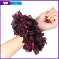 LHPFI ชุดคลุมศีรษะ ขนาดใหญ่ scrunchies กำมะหยี่สีทอง ศิลปะผ้าศิลปะ เชือกมัดผมหางม้าแวววาว ง่ายๆ อีลาสติก แถบยางยืดหยุ่น ผมเส้นผม