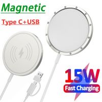 15W Magnetic Wireless Charger Pad Stand For Macsafe iPhone 14 13 12 Pro Max Mini Airpods USB Type C Fast Charging Dock Station