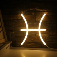 Wanxing Neon Sign Lights Pisces And Gemini Led Neon Lamp Usb Powered With Switch Bedroom Home Wall Art Party Club Bar Room Decor