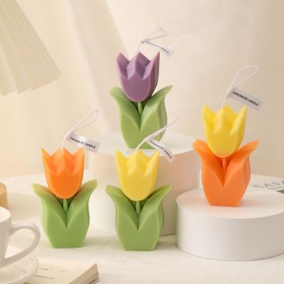 Tulip Scented Candle Soy Wax DIY Handmade Aromatherapy Souvenir Home Decoration