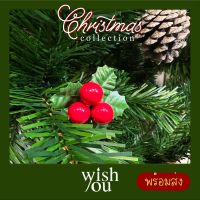 WishYou [พร้อมส่ง] ดอกฮอลลี่ เชอร์รี่พลาสติก ดอกไม้พลาสติก ของตกแต่ง ของขวัญ คริสต์มาส Holly leaf red cherry plastic flower Christmas Gift DIY Decoration