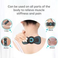 ZZOOI Mini EMS Electric Neck Massager Travel Portable Relaxes Muscles Pain Relief Arm Abdomen Waist Body Massager Gel Pads Gel Patches