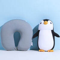 Travel Neck Pillow U-Shaped Plush Pillow Cute Zip Flip Penguin Deformable Neck Cushion Head Neck Chin Suitable for Kids