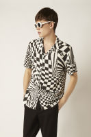 ESP เสื้อฮาวายลายตาราง ผู้ชาย สีดำ | Psych Checkered Hawaiian Shirt | 3726