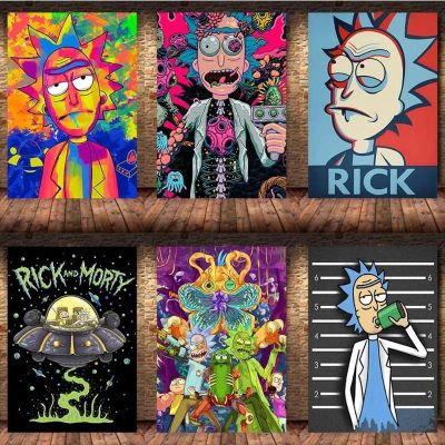 ใหม่ Rick และ Morty HD โปสเตอร์อะนิเมะผ้าใบภาพวาดบาร์มังงะตกแต่งภาพวาด Art Wall สติกเกอร์ภาพเด็กของขวัญ
