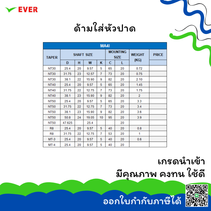 ด้ามใส่หัวปาด-nt50-พร้อมส่ง-face-milling-arbor-ma4i