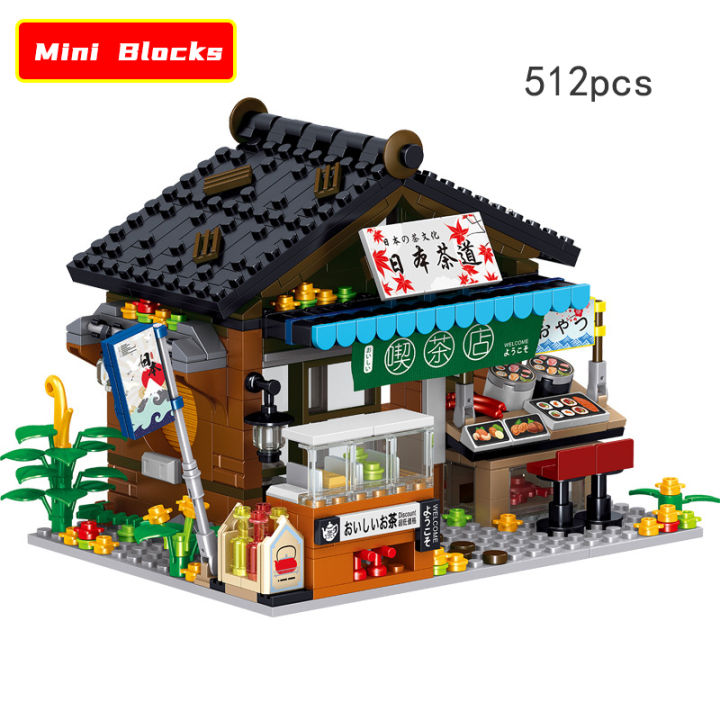 บล็อกใหม่ญี่ปุ่น-mini-moc-creative-retail-street-store-shop-house-tree-model-building-architect-sakura-inari-shrine-city-miniature