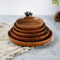 Japanese Style Round Wooden Dinner Plate Wood Tray Dried Fruit Tray Wooden Small Plate Kitchen Serving Plates