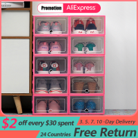 6pcs transparent shoe box shoes organizers plastic thickened foldable Dustproof storage box Stackable combined shoe cabinet Sale