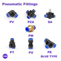 1PCS Free Shipping Blue Pneumatic Fitting Tube Connector Fittings Air Quick Water Pipe Push In Hose Quick Couping PU PY PE PV SA