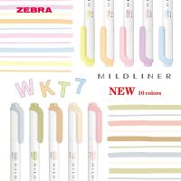 Zebra 5/10ชิ้น/ชุด Mildliner ปากกาเน้นข้อความสองด้านน่ารักฟองน้ำทรงเฉียงนุ่มปากกาเครื่องเขียนน่ารักปากกาเน้นข้อความการเขียนนักเรียน