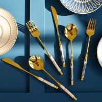 CW1pcs ทองช้อนส้อมสร้างสรรค์ส้อมมีดช้อนสแตนเลสอาหารเย็นเครื่องเงิน Flatware ครัวเรือนอุปกรณ์ครัว