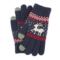 Christmas Elk Printed Knitted Gloves Thicken Warm Winter Touchscreen Glove Women Girls Full Finger Gloves Outdoor Shopping