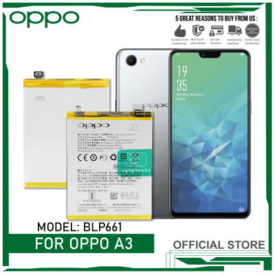 แบตเตอรี่ ใช้ได้กับ For OPPO A3 Battery Original | Model: BLP661  Phone Battery (3400mAh) มีประกัน 6 เดือน