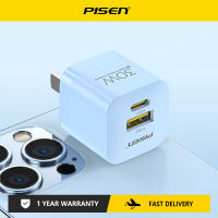 Pisen เครื่องชาร์จ Gan 30W USB ชนิด C ชาร์จเร็วสำหรับ iPhone 14 13 12 Pro Max Samsung Xiaomi ที่ชาร์จแบตเตอรี่โทรศัพท์ชาร์จเร็ว QC 3.0