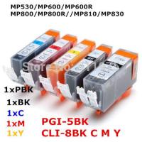 【Cod】 MDS.net 5 Ink PGI 5 CLI 8 5สีหมึกสำหรับ PIXMA MP530 MP600 MP600R MP800 MP800R MP810 MP830เครื่องพิมพ์หมึก