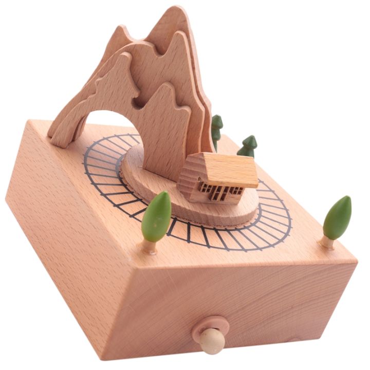 wooden-musical-box-featuring-mountain-tunnel-with-small-moving-magnetic-train-plays