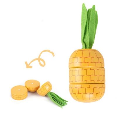 การจำลองมอนเตสซอรี่ไม้3D ไม้กล้วยผลไม้ตัดแม่เหล็กมะนาวแบบครัวของเล่นเพื่อการศึกษาเร็วสำหรับของขวัญสำหรับเด็ก