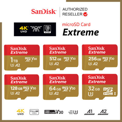 sandisk Micro Sd Card Extreme 32GB 64GB 128GB 256GB 512GB A2 รุ่นใหม่ SDXC Class u3 อ่าน 190Mb/S เขียน 130Mb/S* (SDSQXAA) ไมโครเอสดีการ์ด แซนดิส เมมโมรี่ แท็บเล็ต โทรศัพท์
