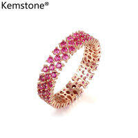 Kemstone 925เงินสเตอร์ลิงสีแดงคริสตัลสีโรสโกลด์ชุบแหวนสตรีเครื่องประดับสำหรับของขวัญสตรี