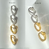 (Silver 925) hoo.stores Glitter Heart Hoop ต่างหูห่วงหัวใจ ต่างหูเงินแท้ ต่างหูเงินแท้925 เครื่องประดับเงินแท้ ปลอดสารนิกเกิล ไม่แพ้ ไม่คัน