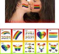 10/20pcs Gay Pride  Tattoo Set Lgbt Cartoon Pride Face Rainbow Geometric Flower Arm Temporary Creative Foot Hand Tattoo Sticker Stickers