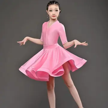 MiDee Girl Glitter Knee-Length Dress Lyrical Latin Dance Costume