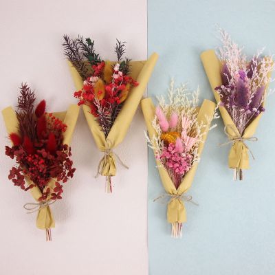 [AYIQ Flower Shop] ดอกไม้แห้งธรรมชาติ Mini Pampas Grass Preserved Bouquet Babysbreath หางกระต่ายหญ้างานแต่งงานหน้าแรก Talbe ตกแต่งของขวัญ