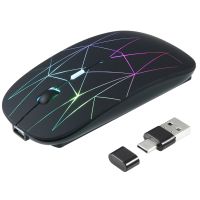 2.4G Wireless Mouse LED Rechargeable Slim Silent Mouse with USB and Type C 2 in 1 Receiver for Computers Laptops