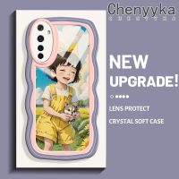 เคส Chenyyyka สำหรับ Realme 6 6S Narzo เคสลายการ์ตูนผู้หญิงและสุนัขขอบคลื่นนุ่มเคสมือถือกันกระแทกแบบใสที่สร้างสรรค์เคสโปร่งใสลายกล้องถ่ายรูปซิลิกาเจลฝาครอบป้องกัน