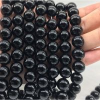 Black Agate อาเกตสีดำคล้ายหินสีดำลูกปัด 7 มิลลิเมตรรอบธรรมชาติหลวมหินลูกปัด Diy สำหรับสร้อยคอ สร้อยข้อมือ