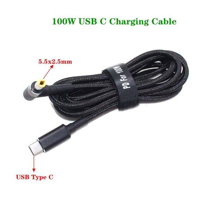 2023-new-1-8เมตร-usb-type-c-ถึง5-5x2-5มิลลิเมตรชายปลั๊กแปลง-usb-c-pd-ชาร์จ-dc-สายชาร์จสำหรับแล็ปท็อป