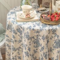 Corinada Retro Flower Print Tablecloths Cotton Linen Coffee Table Dining Cover Cloth Ins Desk Background Fabric 식탁보