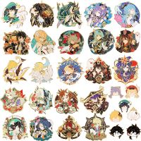 hot【DT】 Game Genshin Enamel Pins Anime Wendi Zhongli Keqing Tartaglia Hu Tao Figures Brooches Lapel