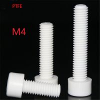 10ชิ้นเกลียว M4 PTFE เกลียวหัวเสียบหกเหลี่ยมสกรู PTFE ETFE FEP สลักเกลียวทนความร้อนป้องกันการกัดกร่อนฝาสกรู